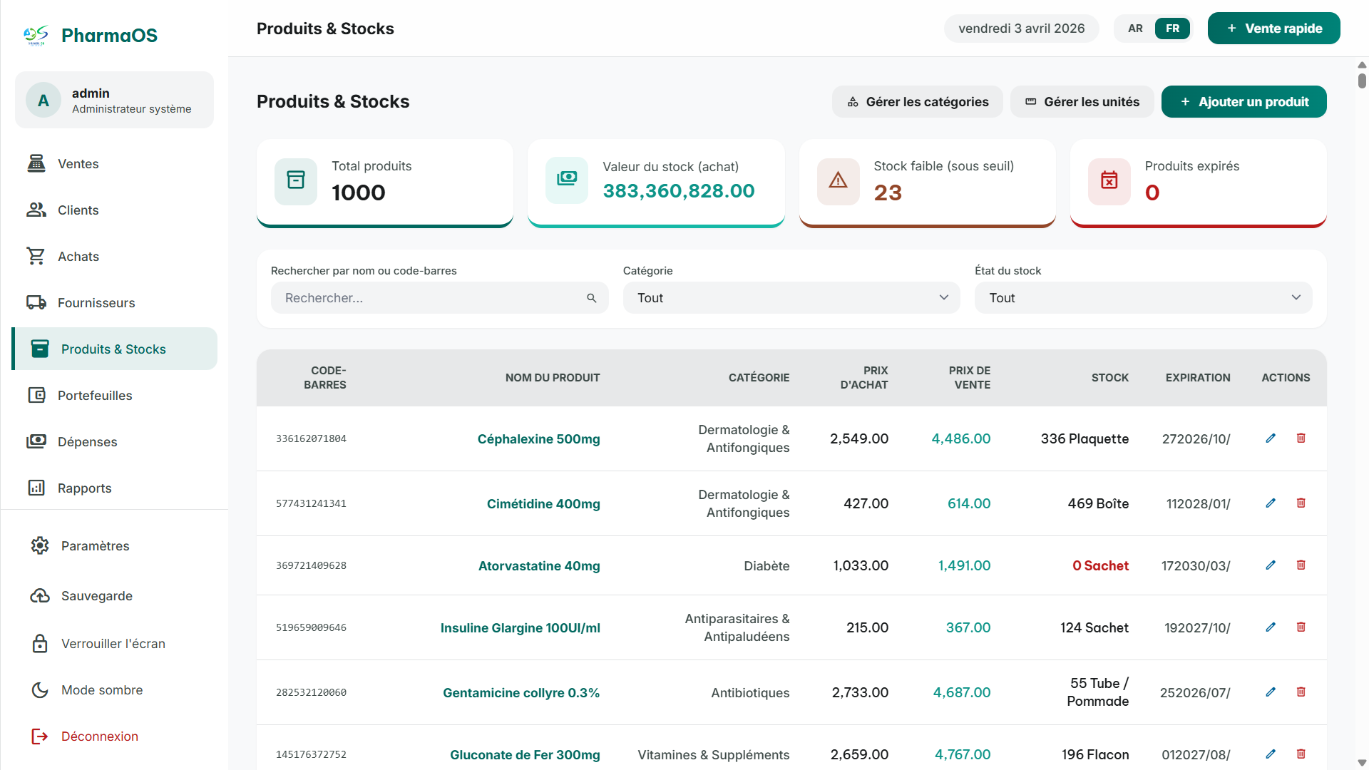 المنتجات والمخزون